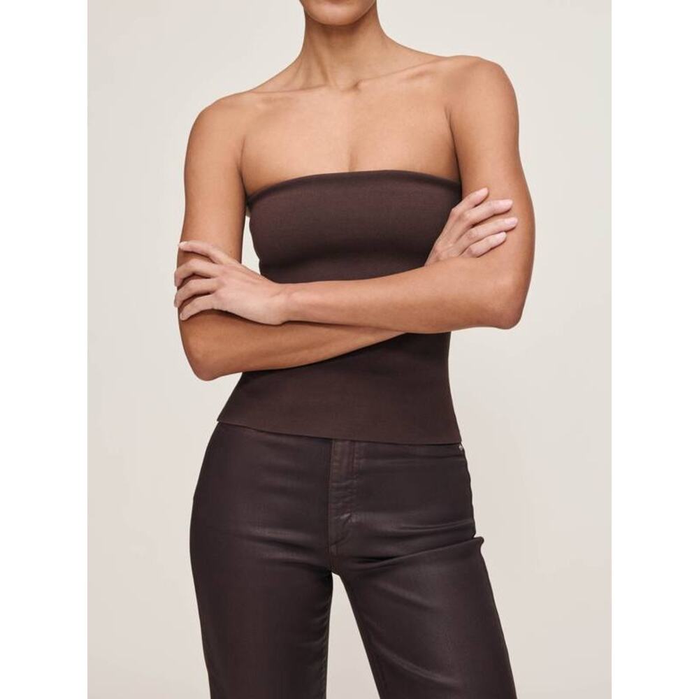 DL1961 Tube Top Instasculp Fine Knit in Brown XS NEW Minimalist QuietLuxury - Picture 2 of 6